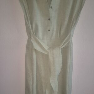 Emma & Michele Sage Green Midi Dress with Waist Tie